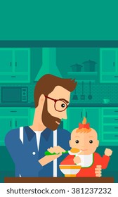 Man feeding baby.