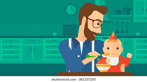 Man feeding baby.