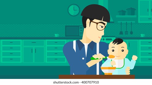 Man feeding baby.