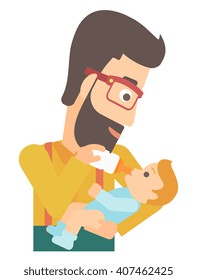 Man feeding baby.
