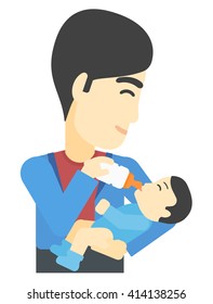 Man feeding baby.