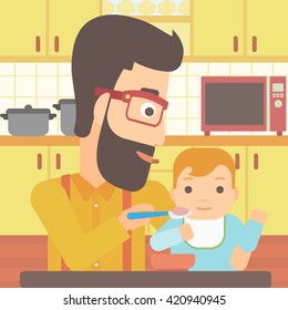 Man feeding baby.