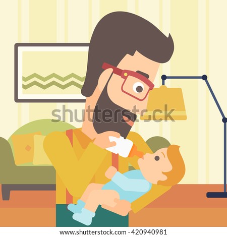 Man feeding baby.