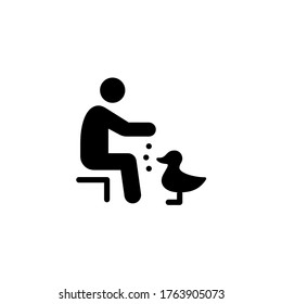 man feeding duck vector icon design on white background