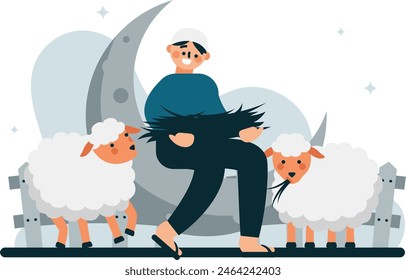 A man feeding his goat