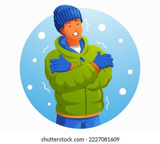 a man feel cold when it's snowing