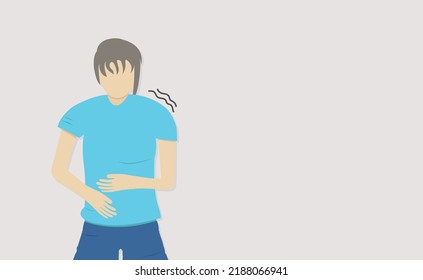 Man feel pain in stomach vector illustration.