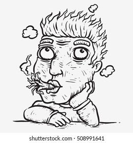 a man feeling annoyed after sucking explode cigarette