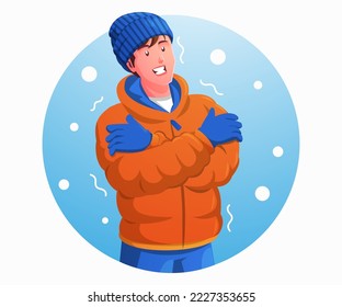 a man feeling cold and wearing a jacket in winter