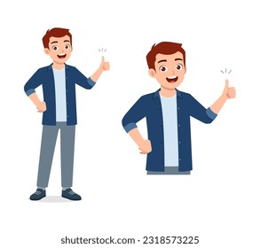 man feeling happy and show thumb up pose