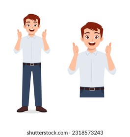 man feeling happy and show thumb up pose