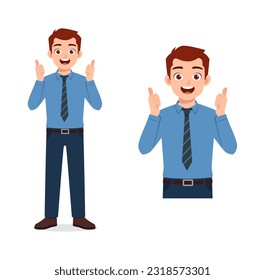 man feeling happy and show thumb up pose