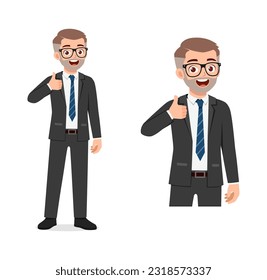 man feeling happy and show thumb up pose