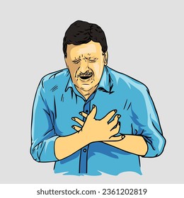Man feeling Heart attach expression illustration vector