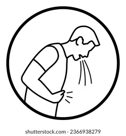 Man feeling nauseous and throwing up, isolated icon