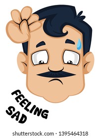 El hombre se siente triste, ilustración, vector sobre fondo blanco.