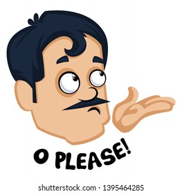 Man is feeling shy, illustration, vector on white background.