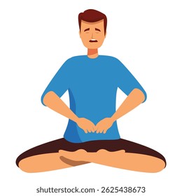 Man is feeling a stomach ache while practicing yoga meditation