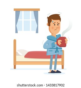 Man feeling unwell and sick