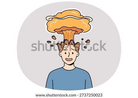 Man feels explosion in head due to brain overload with unnecessary data and lack of information hygiene. Overload causes nuclear boom for guy who has experienced sudden surge of anger and aggression