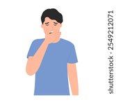 Man feels very sleepy and tired and lazy to get up. body is exhausted. Yawning from lack of sleep. male feels bored and lacks energy. Vector illustration 