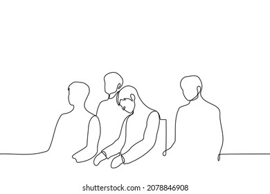 man fell asleep while sitting at an important formal event - one line drawing vector. concept to fall asleep in the middle of a meeting, get tired at work, sleep at work from overwork 