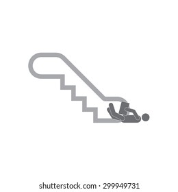 a man fell from the escalator with documents in hand down vector illustration
