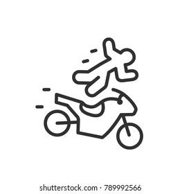 A man fell from the motorcycle. crash. linear icon. Line with Editable stroke