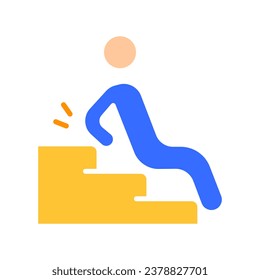 Man fell on stairs line icon. Moving, cleaning signs, signs, logistics, warning. Vector color icon on white background for business and advertising.