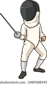 Man fencing skillfully vector illustration