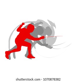 Man fencing vector background concept isolated on white
