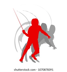 Man fencing vector background concept isolated on white