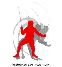 Man fencing vector background concept isolated on white