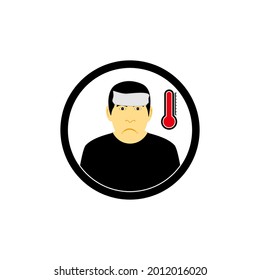 ein Mann mit Fieberillustrationen, Vektorsymbol