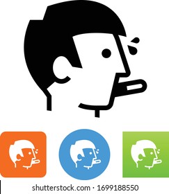 Man With Fever And Thermometer Icon