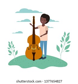 man with fiddle in landscape avatar character