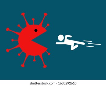 Man fight with coronavirus. The fight against the virus.