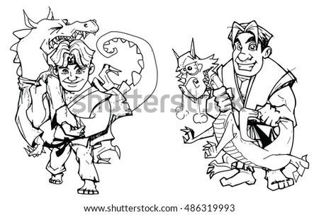 man fight with dragon