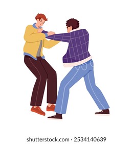 Man Fighting and Beating with Aggression and Violence Vector Illustration