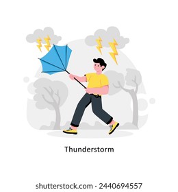 Man Fighting With Thunderstorm abstract concept vector in a flat style stock illustration