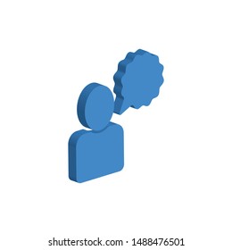 Man figure with chat bubble isometric icon isolated on white background. 3D Speech bubble symbol modern, simple, vector, icon for website design, mobile app, ui. Vector Illustration