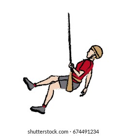 man figure hanging climber with rope