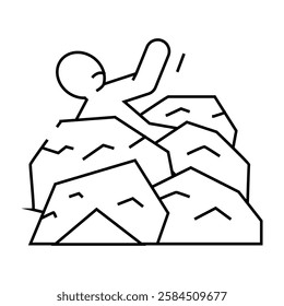 man fill up sand accident line icon vector. man fill up sand accident sign. isolated contour symbol black illustration