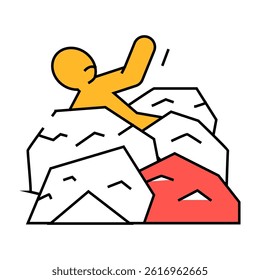 man fill up sand accident line icon vector. man fill up sand accident sign. isolated symbol illustration