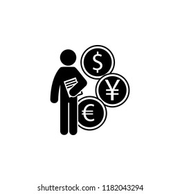 man with finance degree icon. Element of man with student degree icon for mobile concept and web apps. Glyph finance degree can be used for web and mobile on white bakgorund