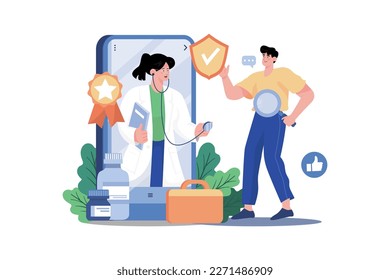 Man Finding The Best Doctor In The Medical App