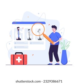 Hombre Buscando Médico Desde Web App Online