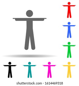Man finger, showing, both multi color style icon. Simple glyph, flat vector of man pointing finger icons for ui and ux, website or mobile application