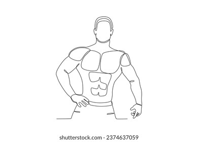 A man finishes bodybuilding exercises. Bodybuilding one-line drawing