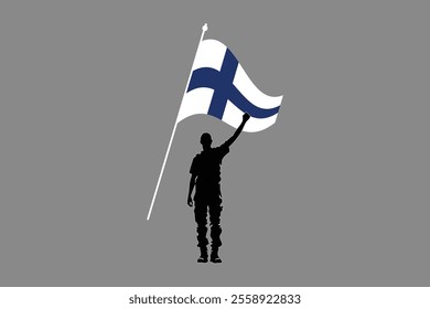 A Man with Finland flag, Flag of Finland national country symbol illustration Vector, Rectangle Finland flag illustration, Flat vector illustration
